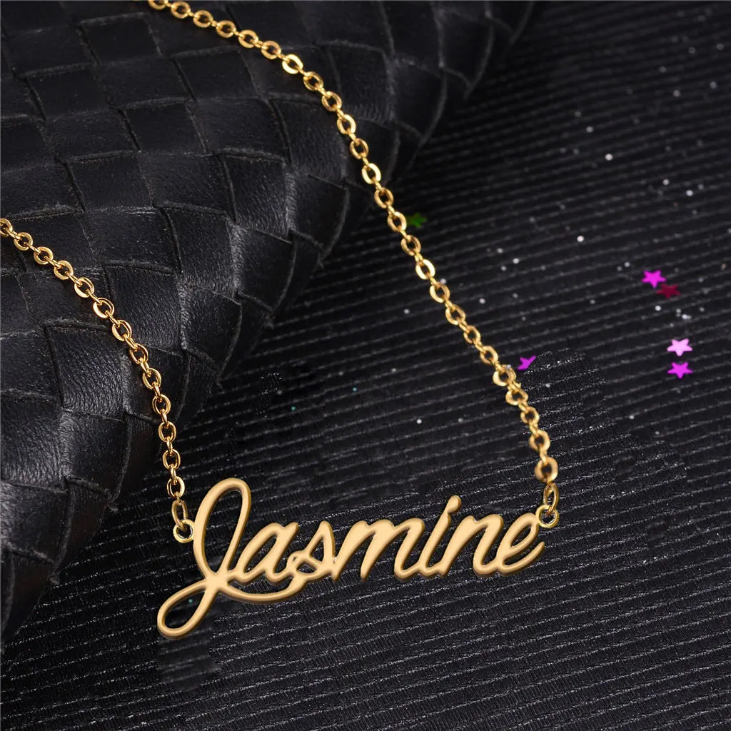 Jasmine Personalized Name Necklace Gold Plated Lightweight Stainless Steel for Women Daily Wear Gift for Mom Birthday
