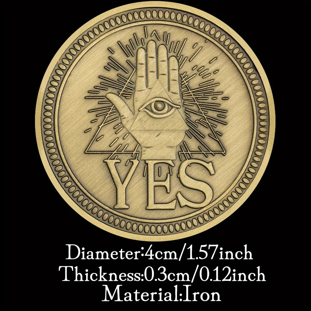 Yes or No Prediction Decision Coin Ouija All-Seeing Eye or Death Gothic Copper Plated Coin Souvenir Commemorative Coin