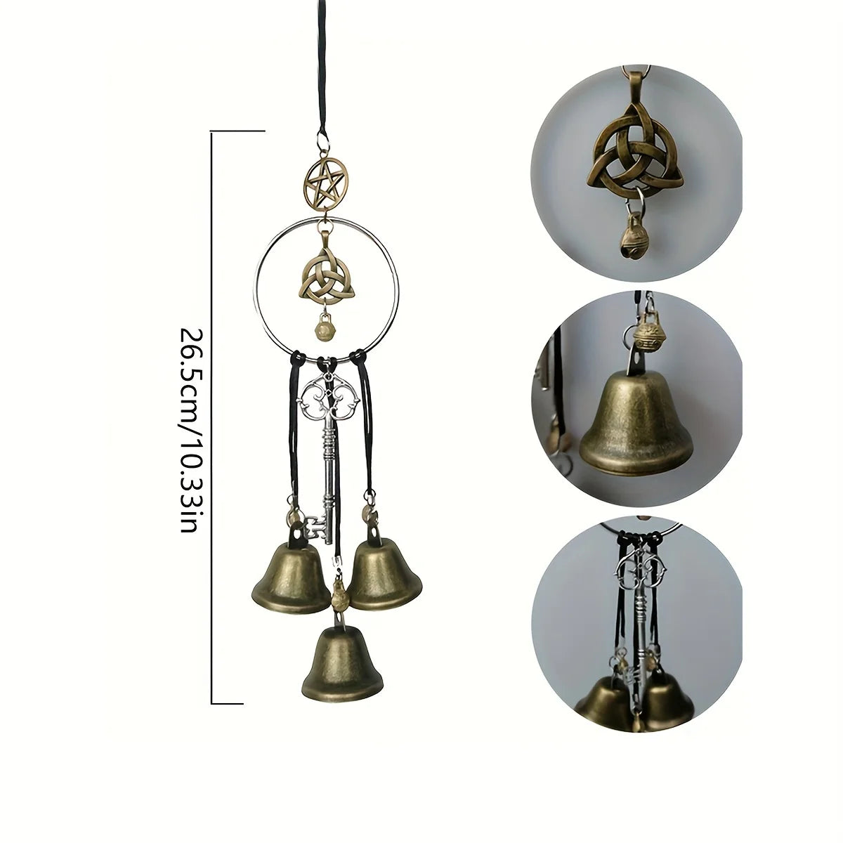 1pc witch bell doorknob hanging decorative wicker wind chime home decoration