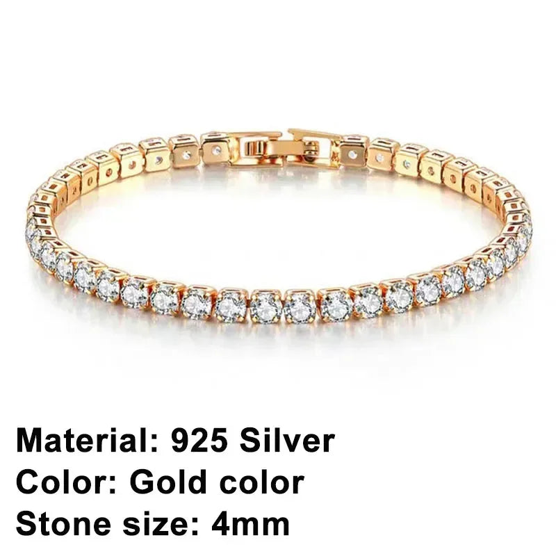 New 925 Pure Silver Rose Gold Bracelet Shining Classic Hip Hop Crystal Tennis Bracelet Women's Jewelry Fashion Wedding Gift