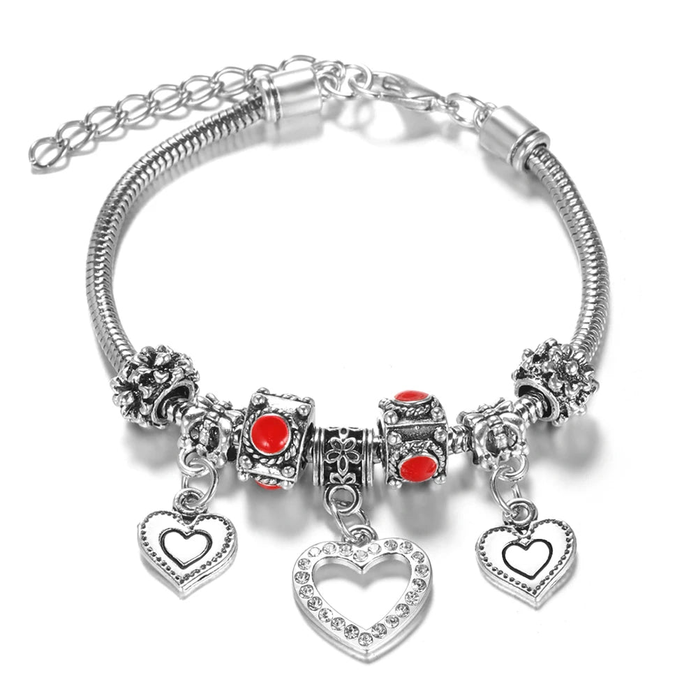 Multi Style Rhinestone 6 Color Beaded Bangle Lobster Buckle Adjustable Snake Chain Elephant Bracelet Pendant Woman Jewelry Gift