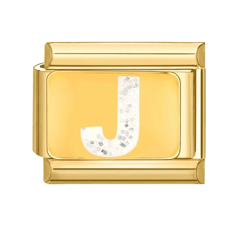 Fashion Golden 26 Letters A-Z Italian Links Charm Beads 9mm Stainless Steel Bracelet Jewelry DIY Hand Making Wholesale