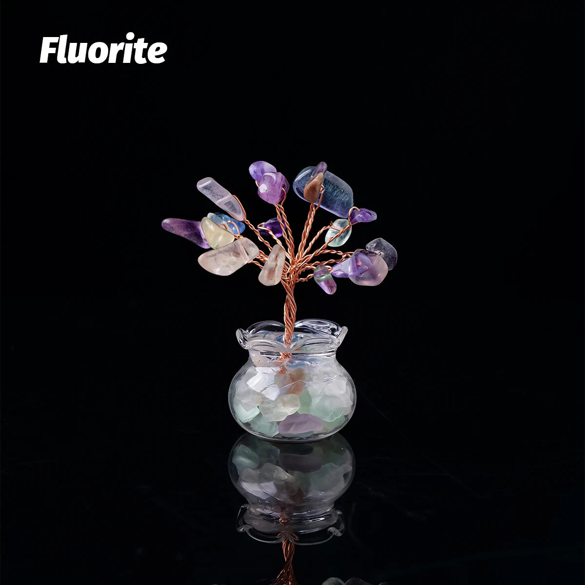 1PC Natural Crystal Macadam Small Tree Reiki Healing Feng Shui Crystal Tree Artificial Bonsai Tabletop Ornaments