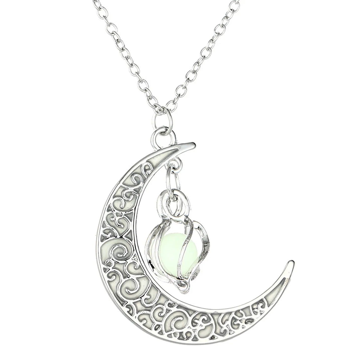Womens Teen Girls Luminous Moon Necklace Moon Pendants Chain Choker Glow in The Dark Necklace Jewellery Gifts Ожерелье