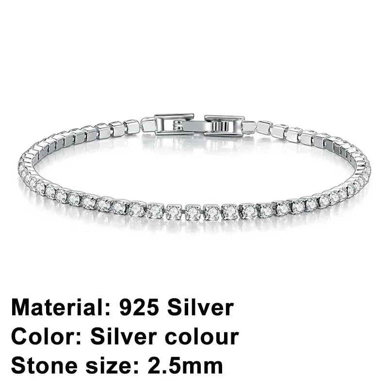 New 925 Pure Silver Rose Gold Bracelet Shining Classic Hip Hop Crystal Tennis Bracelet Women's Jewelry Fashion Wedding Gift