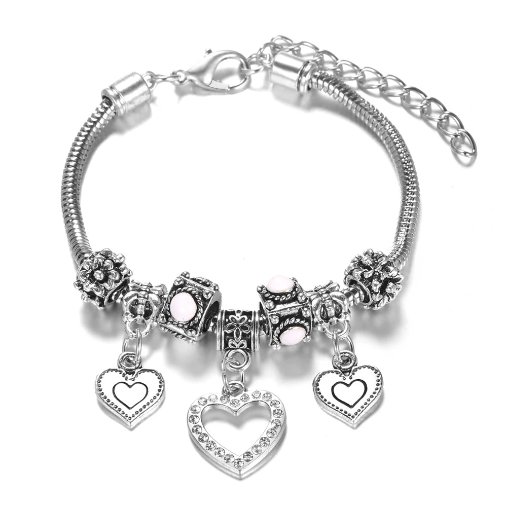 Multi Style Rhinestone 6 Color Beaded Bangle Lobster Buckle Adjustable Snake Chain Elephant Bracelet Pendant Woman Jewelry Gift