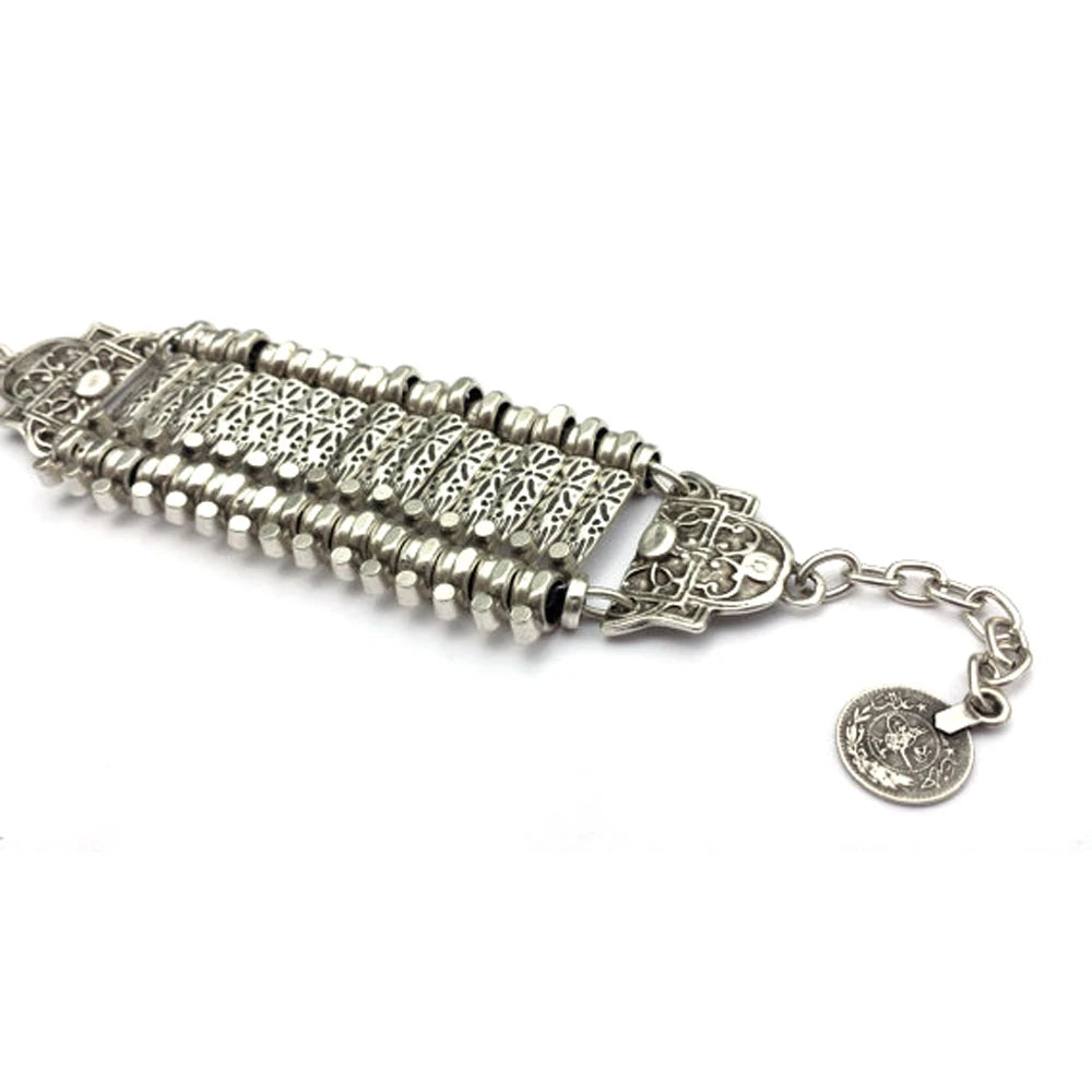 Vintage Silvery Golden Coins Bracelet for Women Men Boho Hippie Beach Party Afghan Turkish Marseille Ethnic Bracelets Jewelry