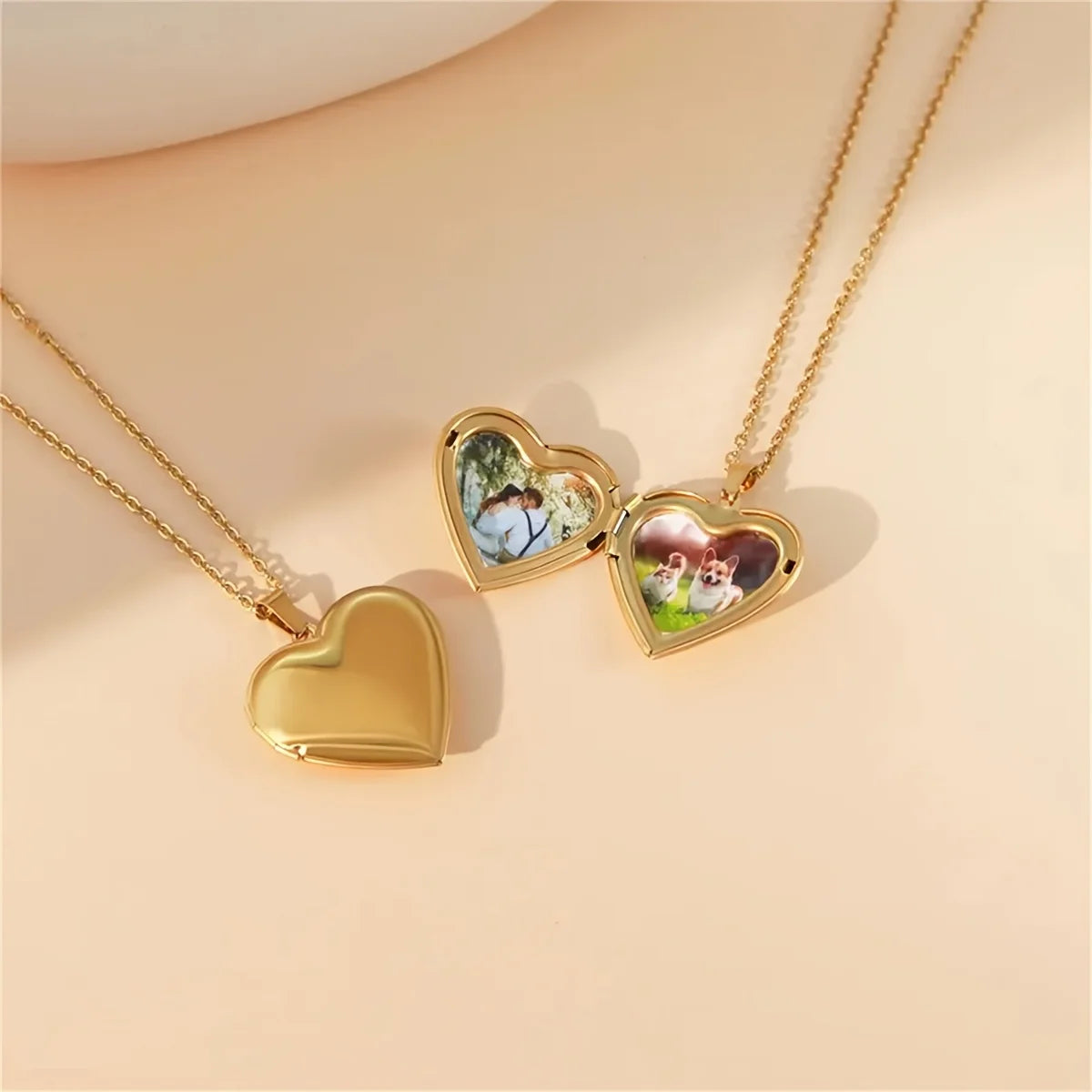 Personalized 1/2 Picture Heart Locket Pendant Necklace Customized Photo DIY Chain Necklace for Custom Men Women Jewelry Gifts