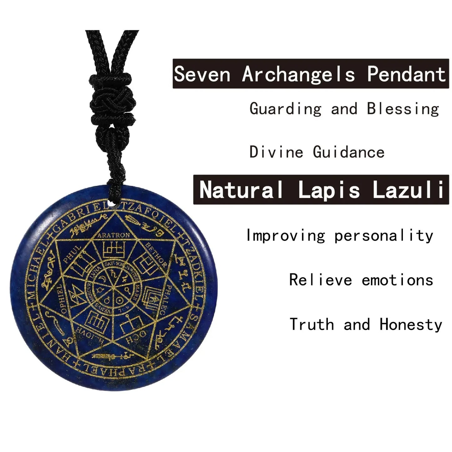 Natural Crystal Quartz Seven Archangels Amulet Necklaces Michael Men Seal of Solomon Talisman Necklace Protection Jewelry Collar