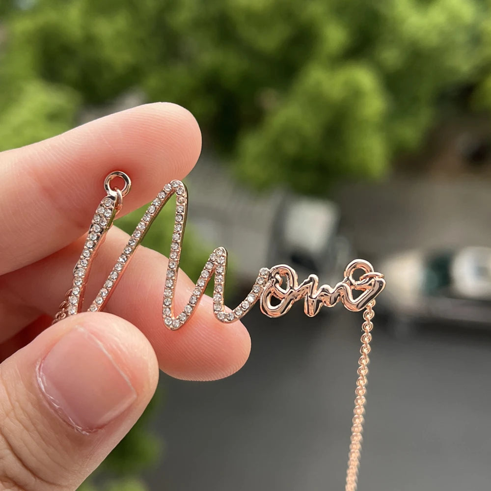 Duoying Zirconia Initial Letters Necklaces Women Personalized Necklace with Names Crystal Pendant Necklace Mom Gift