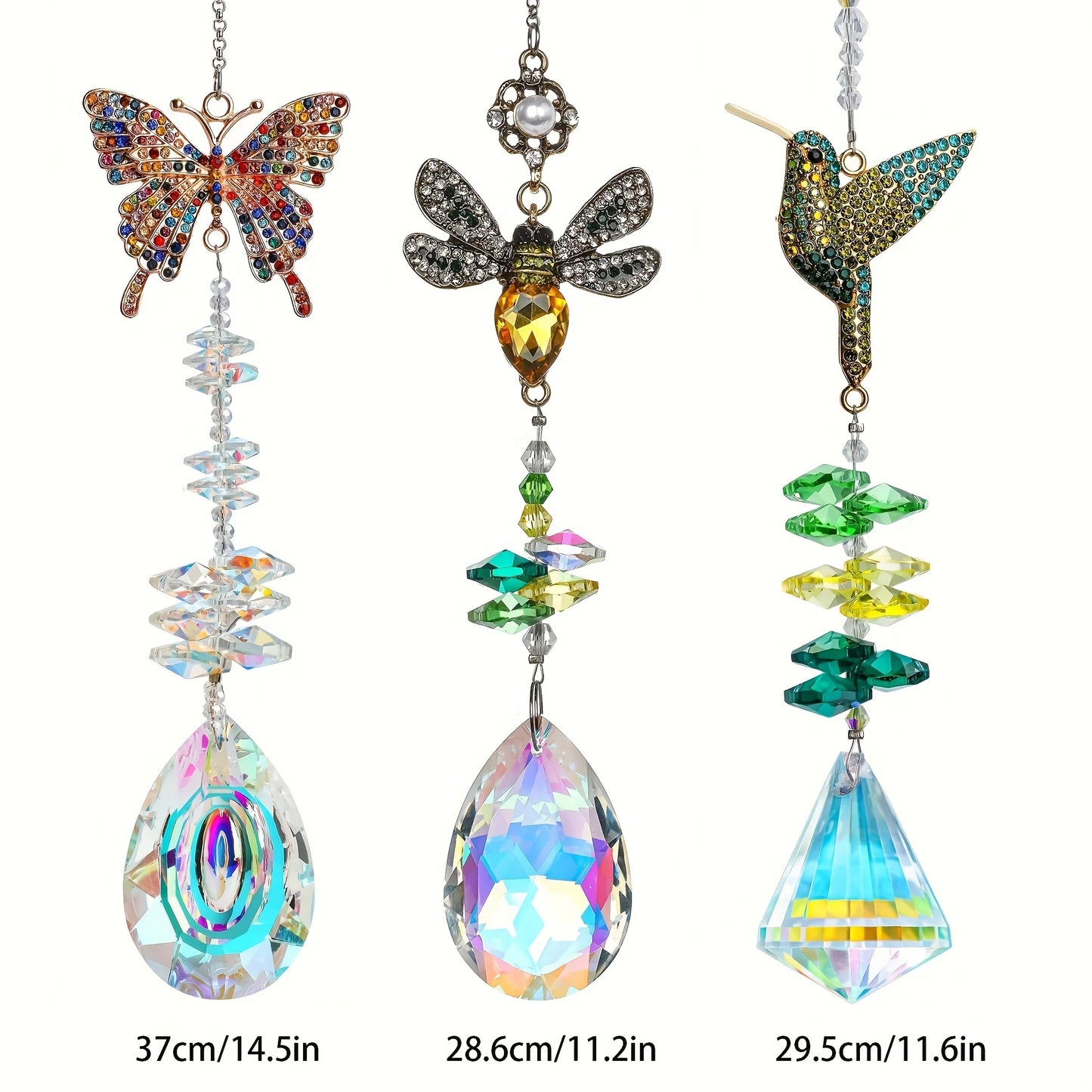 1/3 colored rhinestones Butterfly Bee hummingbird Crystal sun catchers, stunning home and garden window hangings, beautiful
