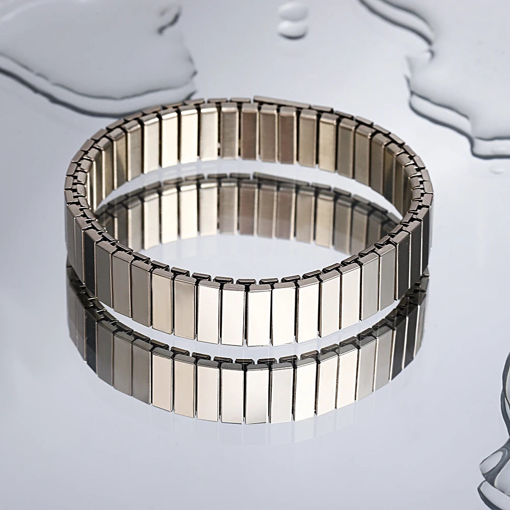 Freetry 18K Gold Plated Stainless Steel Adjustable Bracelet Fashion Elastic Metal Bracelet Trendy Jewelry Accessories Official