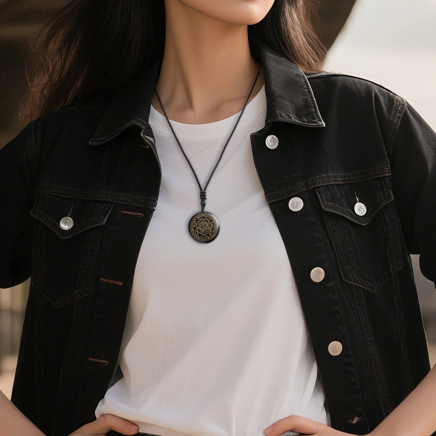 Natural Crystal Quartz Seven Archangels Amulet Necklaces Michael Men Seal of Solomon Talisman Necklace Protection Jewelry Collar