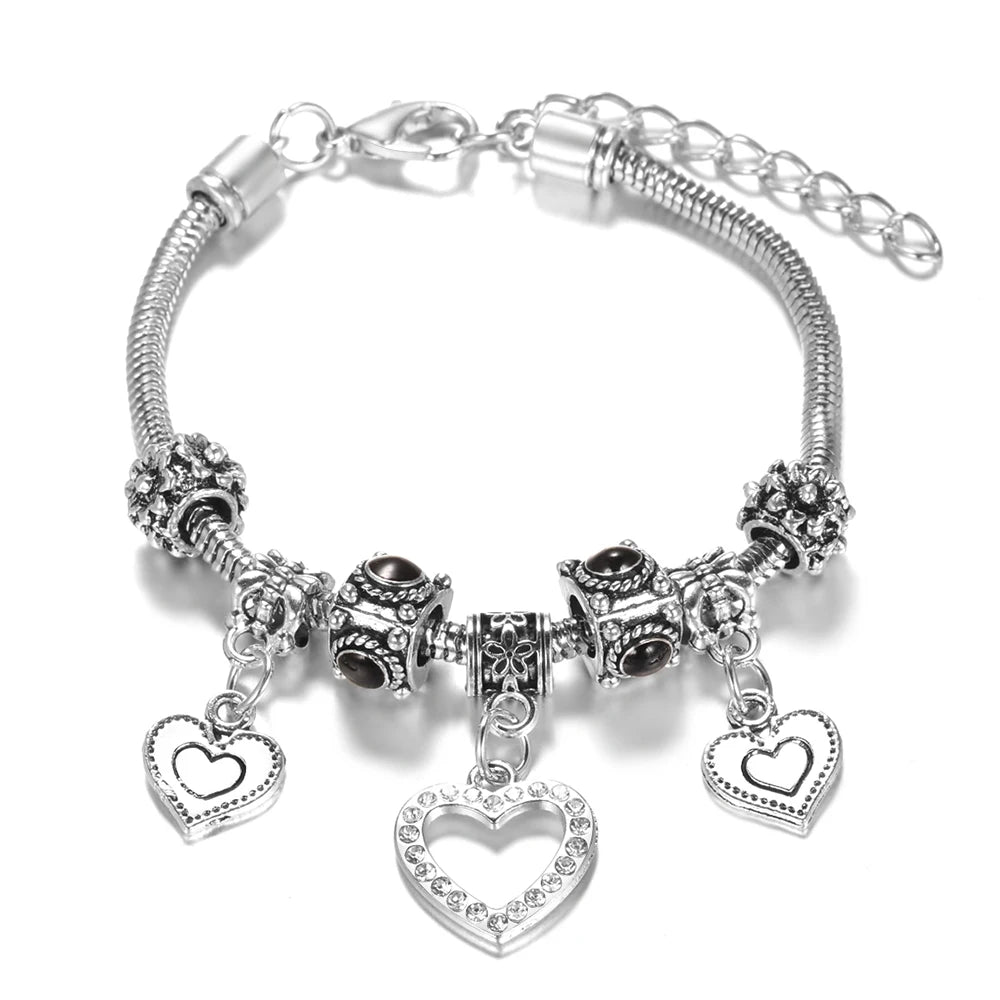 Multi Style Rhinestone 6 Color Beaded Bangle Lobster Buckle Adjustable Snake Chain Elephant Bracelet Pendant Woman Jewelry Gift