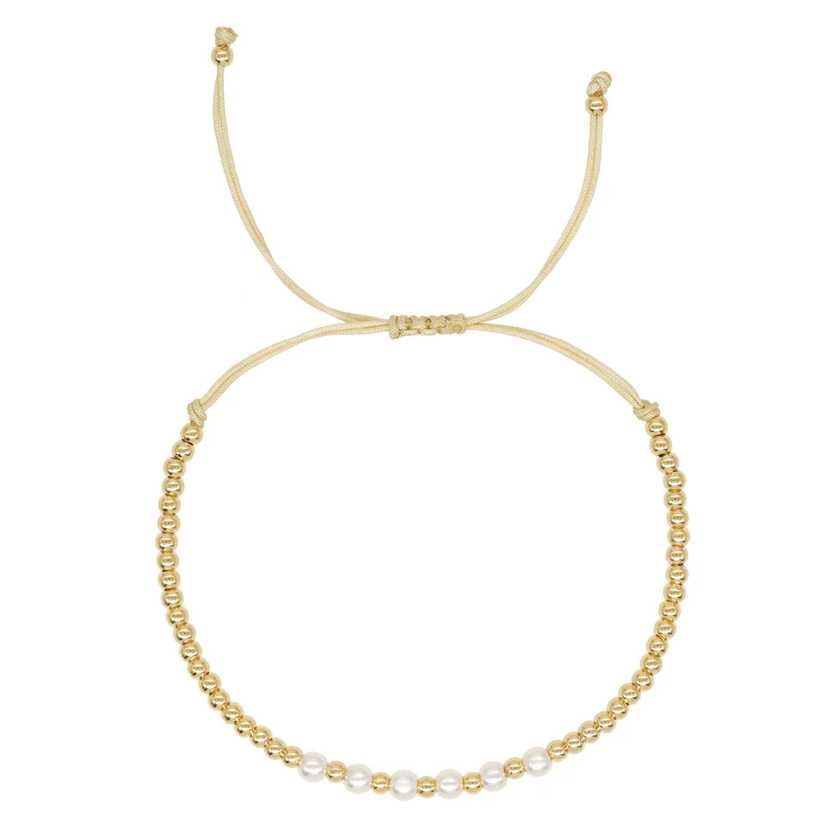 Gold Plated Beaded Surfer Bracelets Natural Pearl Charm Bracelet Handmade Fashion Summer Jewelry for Women Teen Girl Gift