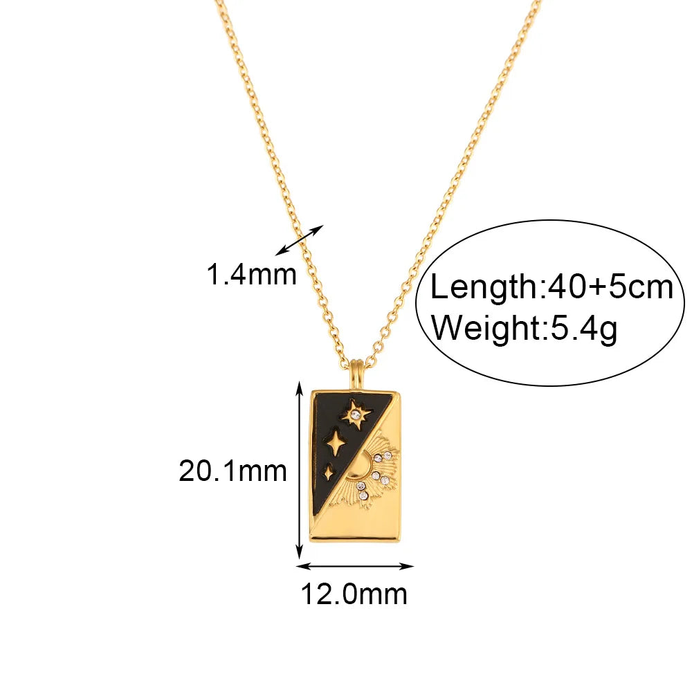 Gold Color Necklace for Women Zircon Christmas Jewelry Colorful Geometric Meaningful Sun Lover Stainless Steel Tarot Necklaces