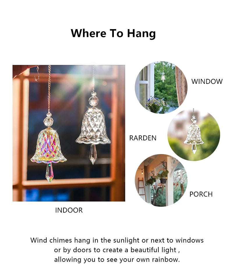 Rainbow Crystal Wind Chime Window Hanging Bell Glass Pendant Sun Catcher Christmas Decoration Home Decoration Garden Decoration