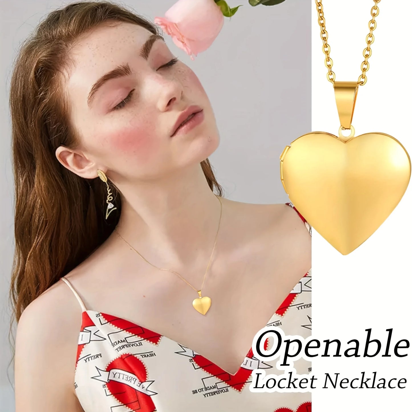 Personalized 1/2 Picture Heart Locket Pendant Necklace Customized Photo DIY Chain Necklace for Custom Men Women Jewelry Gifts