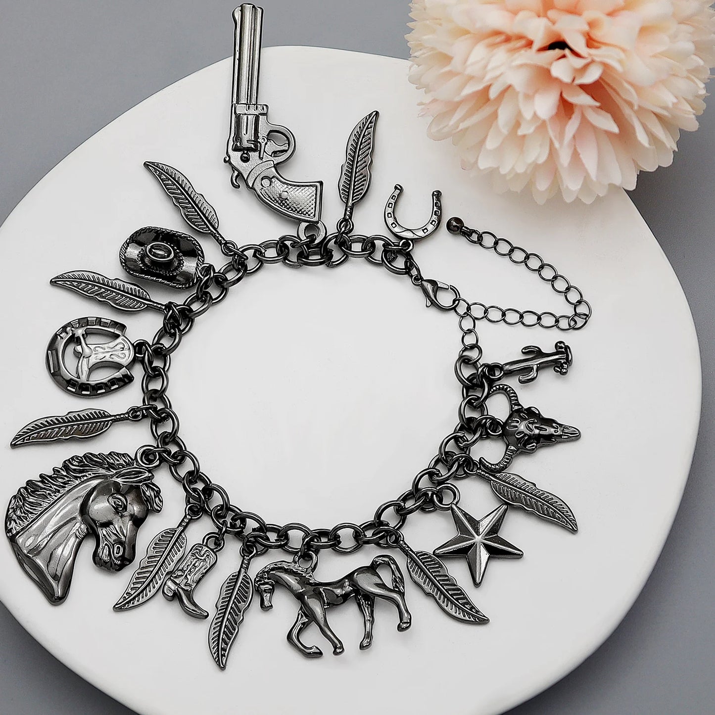 Cat Pendant Charm Chain Link Bracelets For Women Cowgirl Cuff Bangles Party Gift Fashion Jewelry Pulseira Feminina Dropshipping