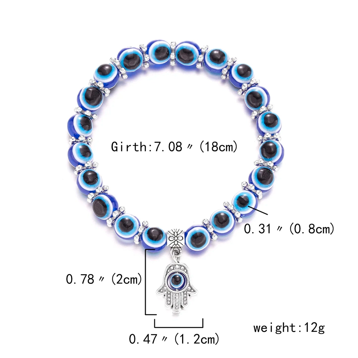Classic Turkish Lucky Evil Eye Bracelets for Men Women Blue Evil Eye Palm Butterfly Pendant Beads Bangles Handmade Charm Jewelry
