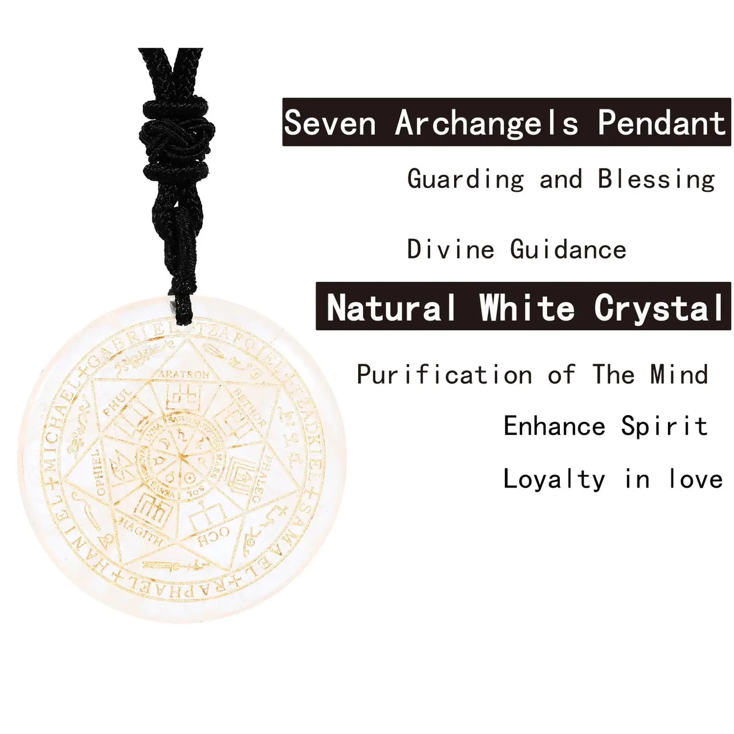 Natural Crystal Quartz Seven Archangels Amulet Necklaces Michael Men Seal of Solomon Talisman Necklace Protection Jewelry Collar