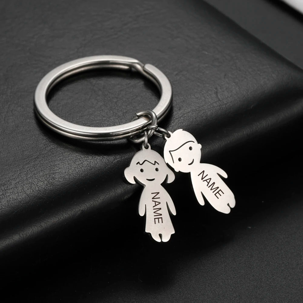 Child Mother Day Gift Kid Personalized Keychain Custom Name Key Chain Boy Girl for Women Men Couple Family Mom Dad Baby Jewelry
