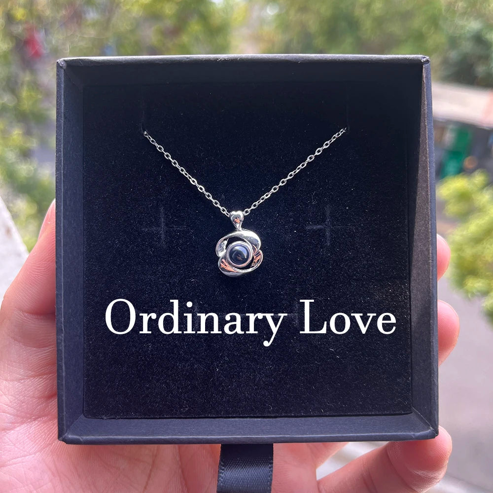 Custom Photo Projection Necklace Stainless Steel Chain Heart Flower Start Pendant DIY Picture Inside Couple Family Necklace