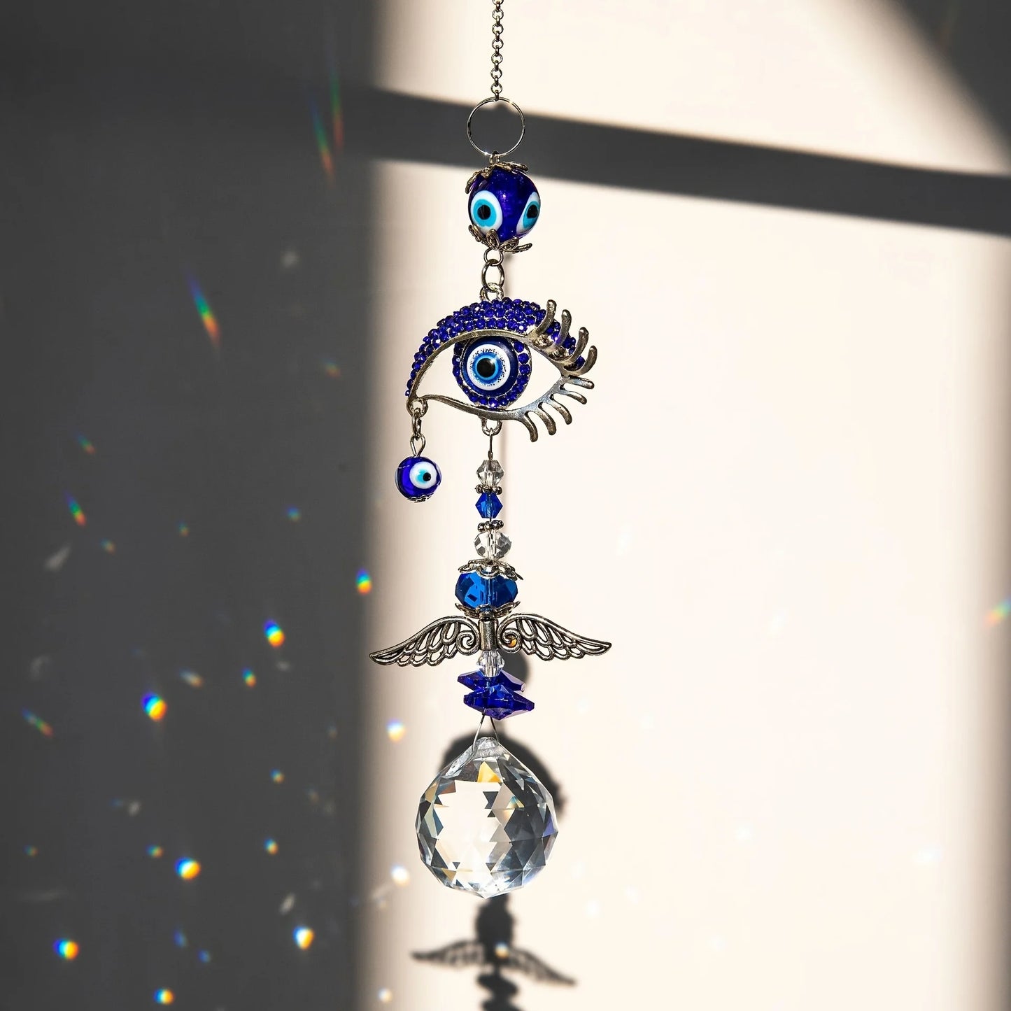 1pcs Evil Eye Suncatchers with Crystal Prism Balls for Window Hanging Sun Catcher Decor Blue Eyes Suncatcher Rainbow Maker Penda