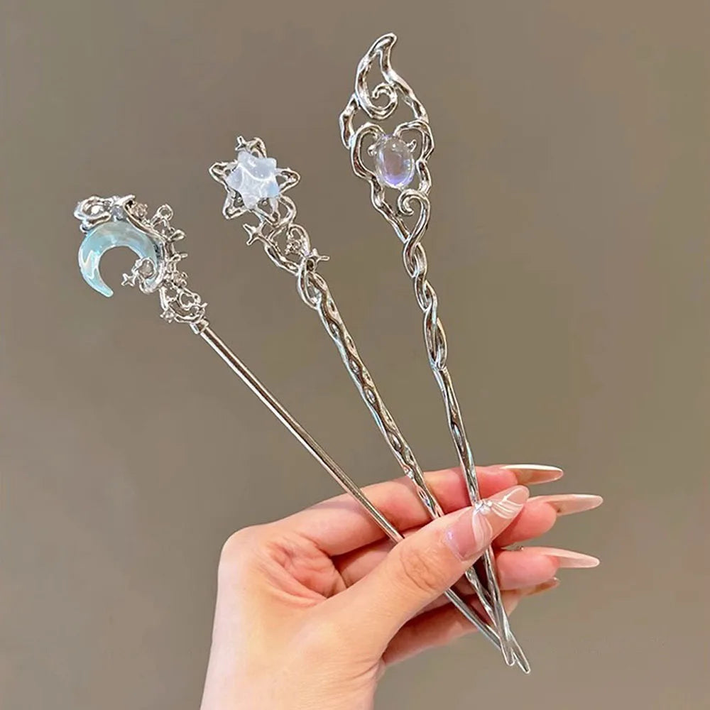1/3pcs French Hair Pin  Women's Hair Accessories Sweet Stars Moon Gemstones Suitable For Daily Parties Fashionable Hair