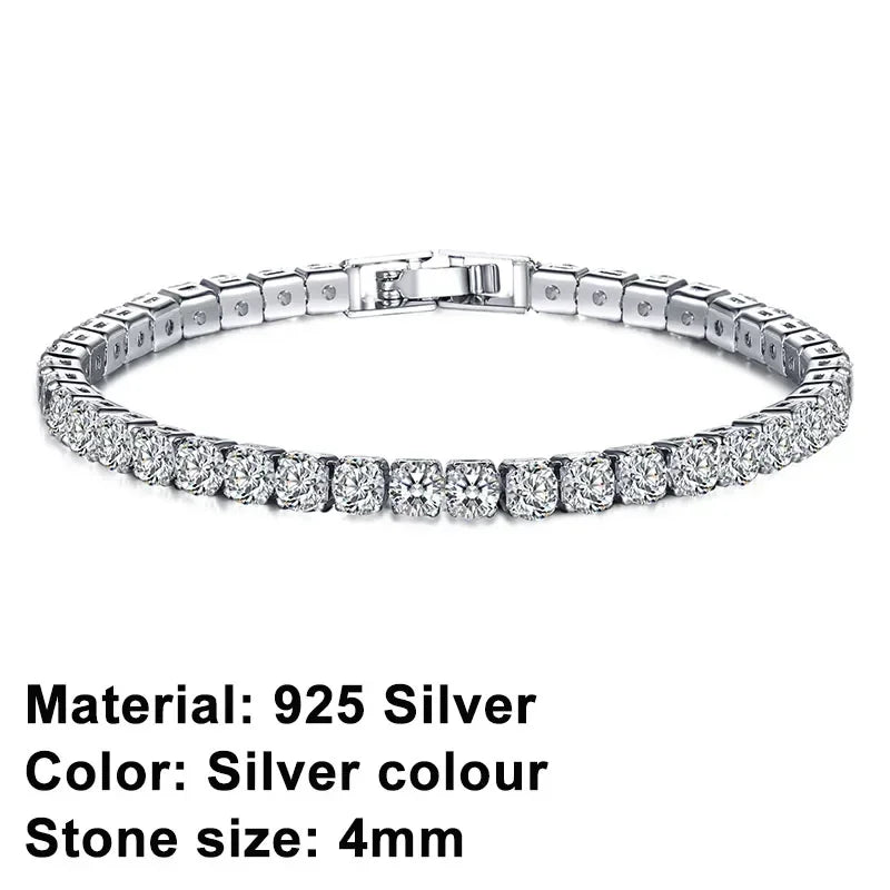 New 925 Pure Silver Rose Gold Bracelet Shining Classic Hip Hop Crystal Tennis Bracelet Women's Jewelry Fashion Wedding Gift