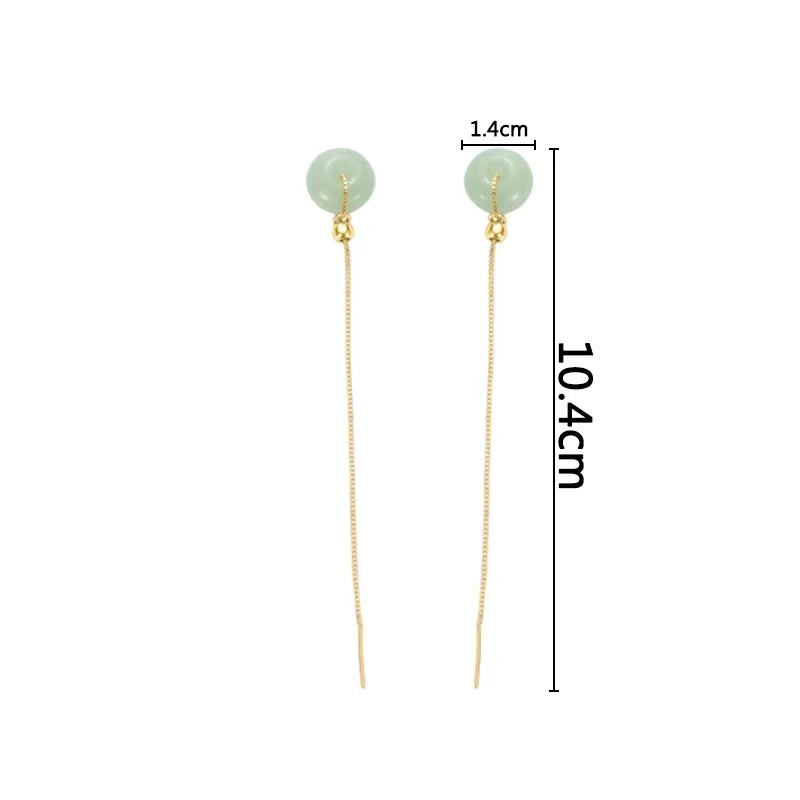 VENTFILLE Gold Color Hetian Jade Earrings for Women Green Round Jewelry Girls Gift  Dropshipping Wholesale