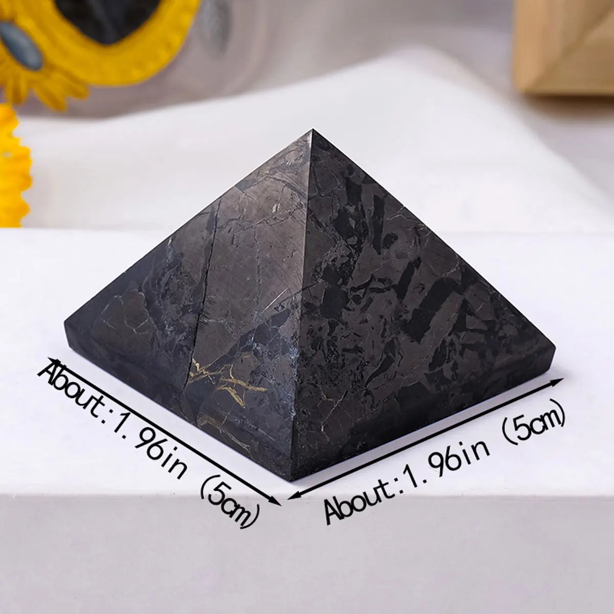1pc Natural Crystal Russian Shungite Pyramid Raw Stone Polished Four Sided Tower Home Desktop Decoration Feng Shui Ornament