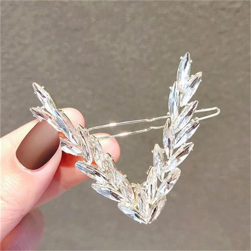Luxury Shining Crystal Hair Clip For Women Korean V Shape Buckle Hairpins Girls Hair Accessories Headwear Fashion Ornaments Gift