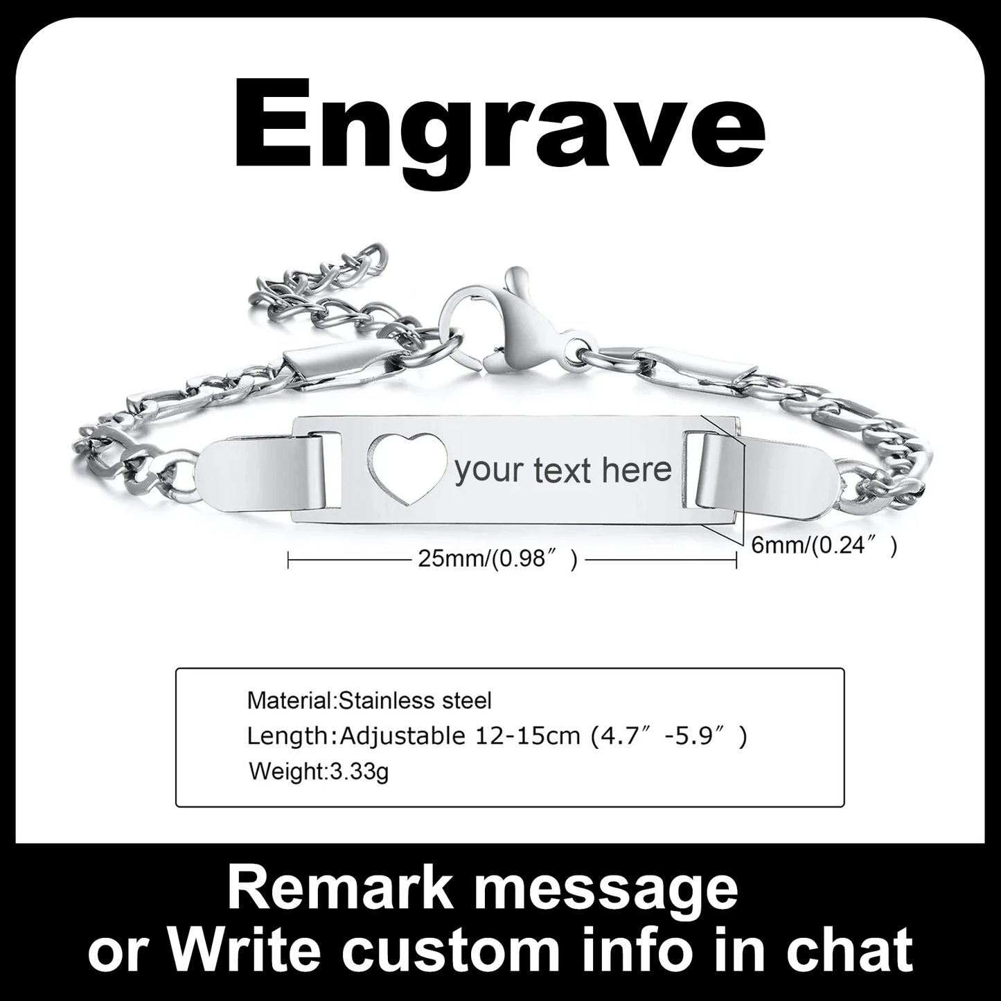 Customized Heart Bracelet for Little Girl Boy, Engravable ID Name Bracelet, Personalized Stainless Steel Chain Birthday Gift