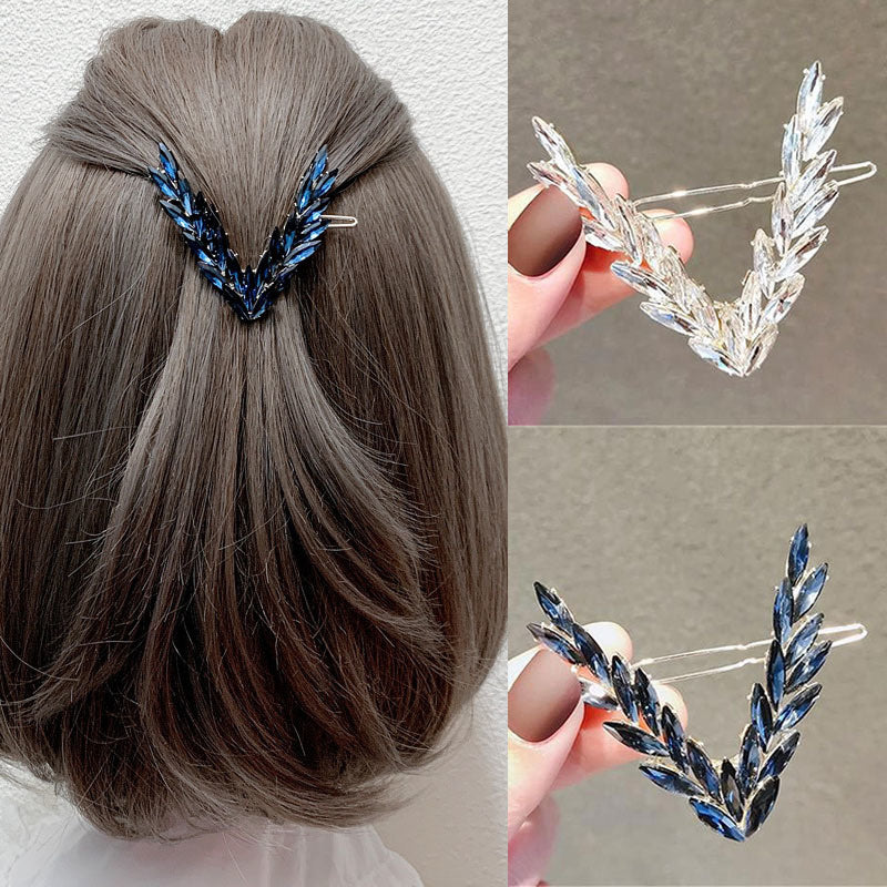 Luxury Shining Crystal Hair Clip For Women Korean V Shape Buckle Hairpins Girls Hair Accessories Headwear Fashion Ornaments Gift