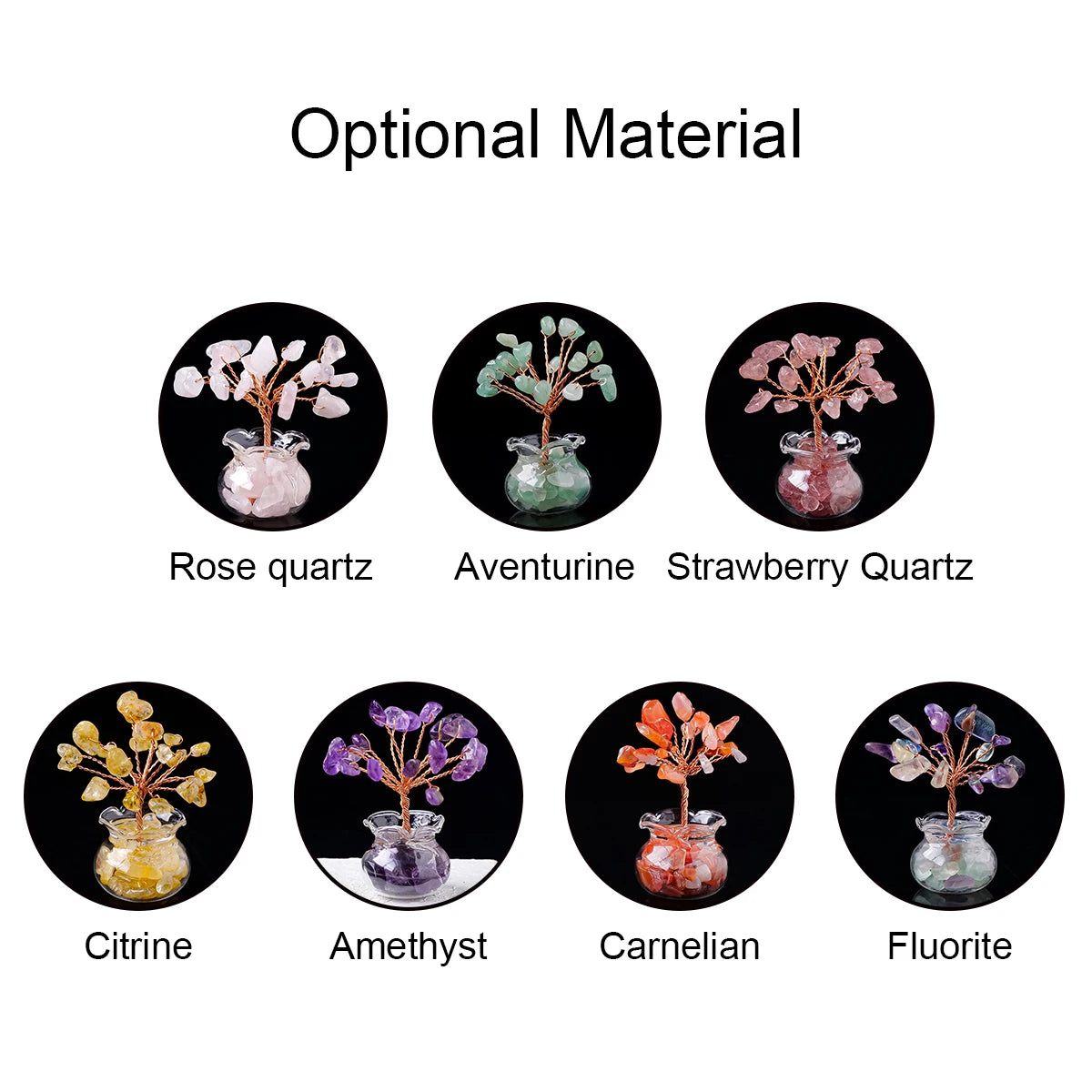 1PC Natural Crystal Macadam Small Tree Reiki Healing Feng Shui Crystal Tree Artificial Bonsai Tabletop Ornaments