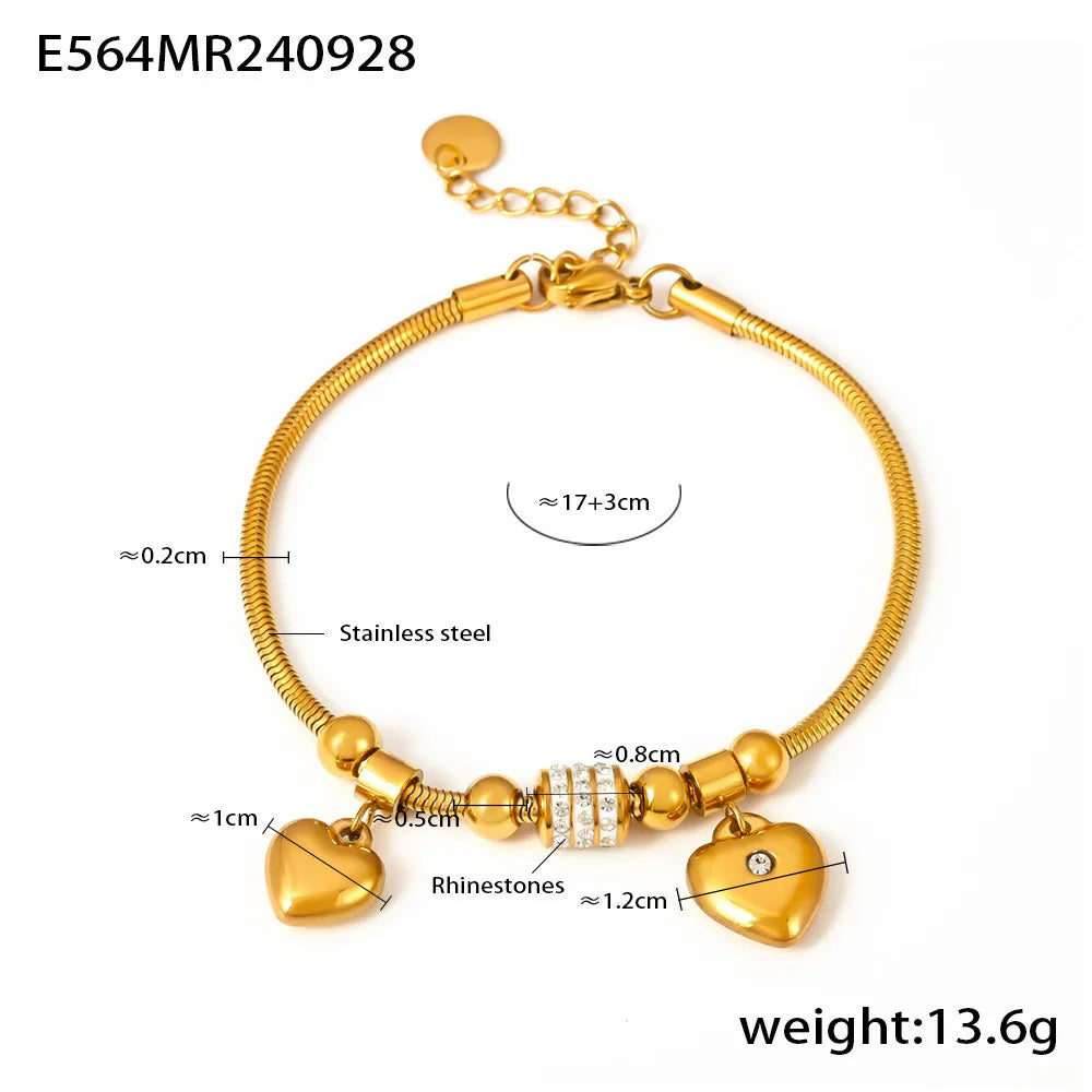 316L Stainless Steel Heart Charm Bracelets For Women 18k Gold Plated Various Pendants With Shining Zircon Women's Hand Bracelet