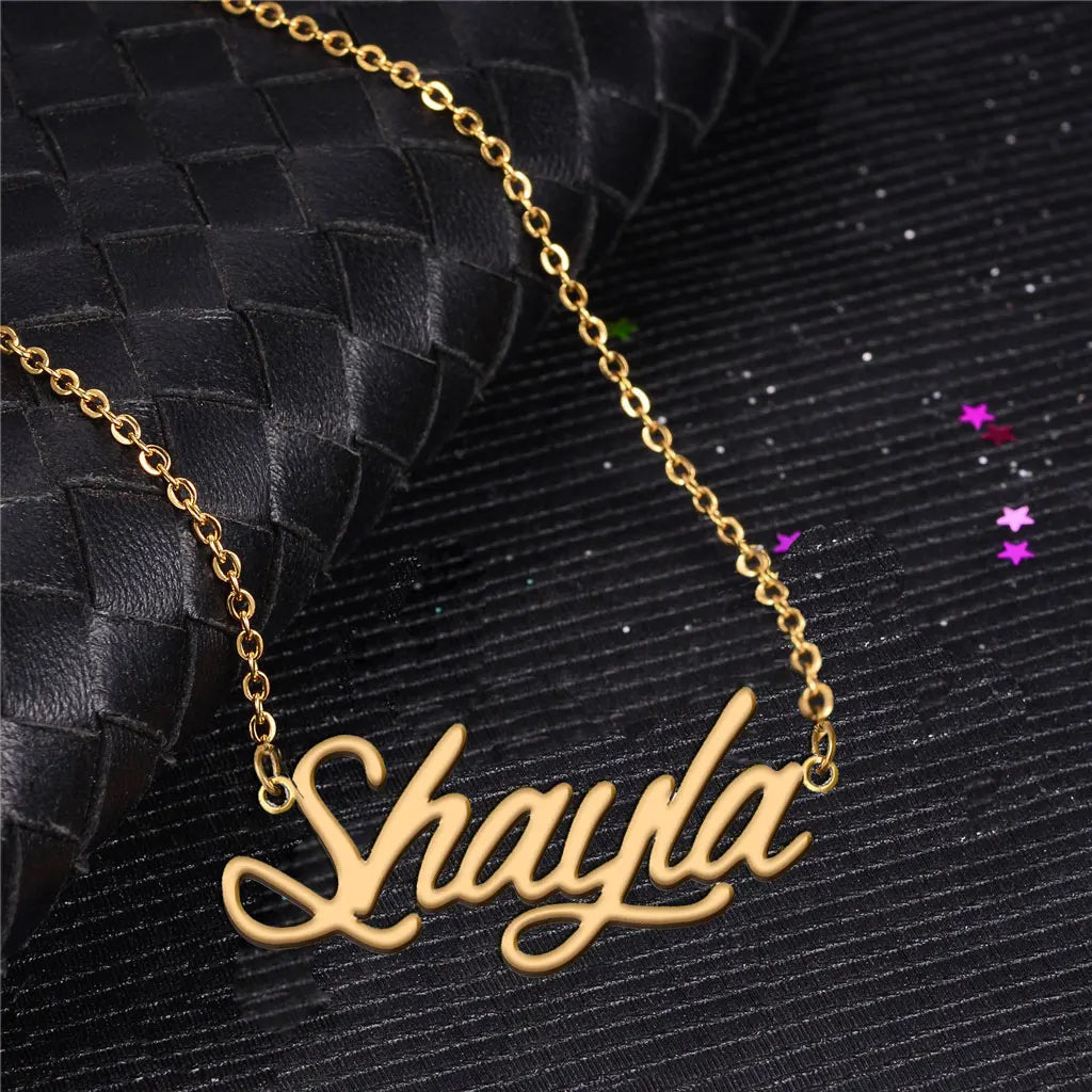 Shayla Name Necklace Personalised Gold Plated for Women Lightweight Nameplate Stainless Steel Daily Wear for Mom Birthday Gift