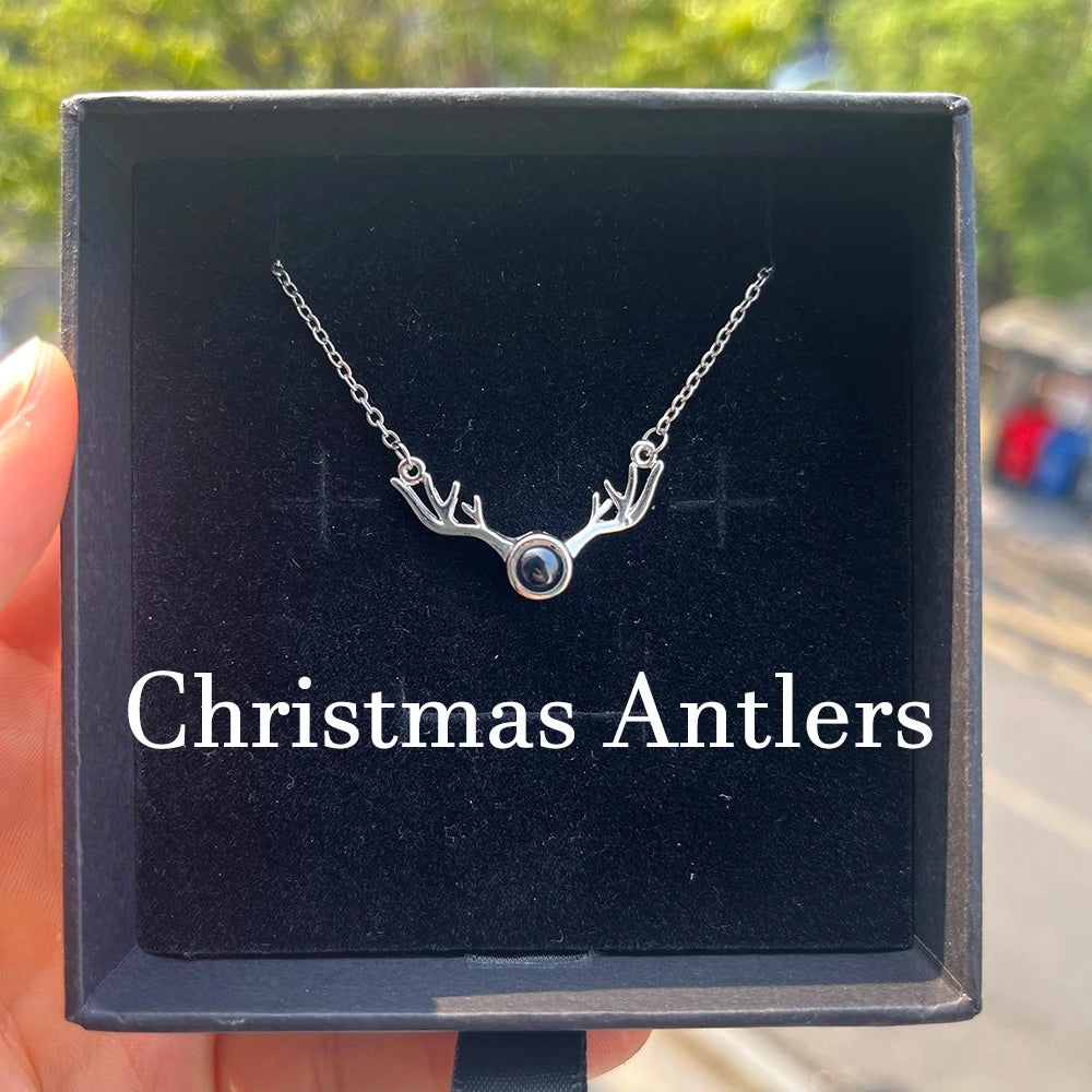 Custom Photo Projection Necklace Stainless Steel Chain Heart Flower Start Pendant DIY Picture Inside Couple Family Necklace