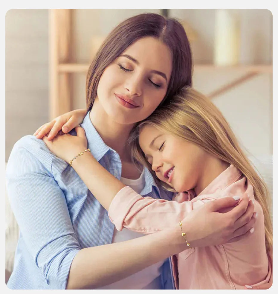 Vnox Stainless Steel Children's Bracelet For Baby Girls,Cubic Zirconia Inlay With Bow Element Chain,Cute Style Jewelry Daily