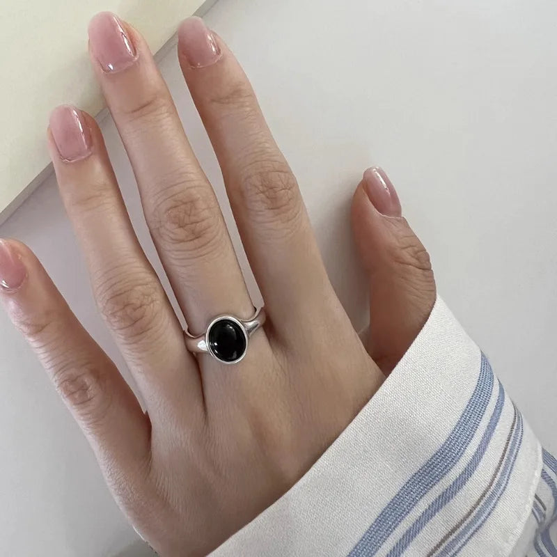 925 Sterling Silver plated Liquid Lava Hetian Jade Bamboo Ring for Women Girl Gift Irregular Vintage Jewelry Dropshipping