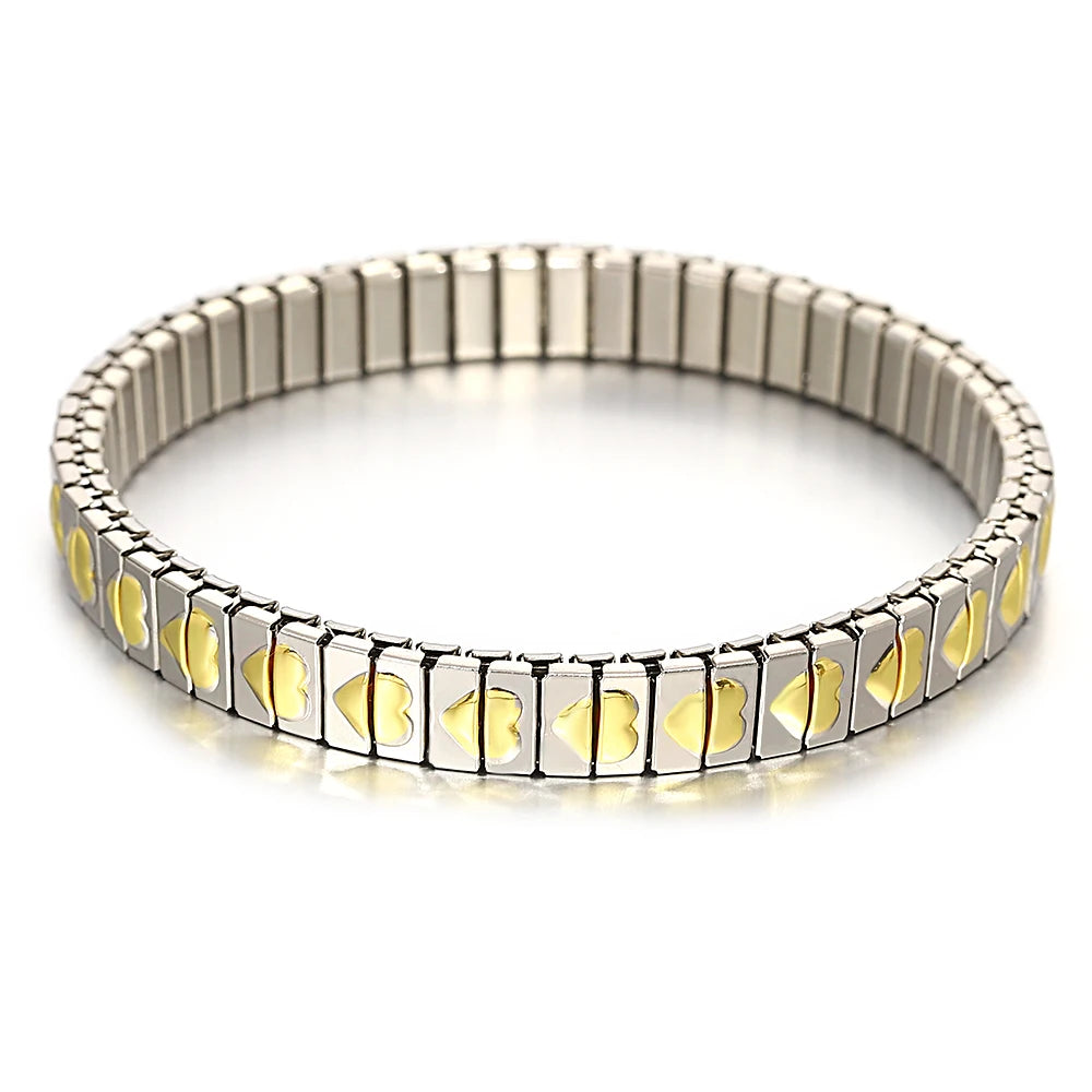 Freetry 18K Gold Plated Stainless Steel Adjustable Bracelet Fashion Elastic Metal Bracelet Trendy Jewelry Accessories Official