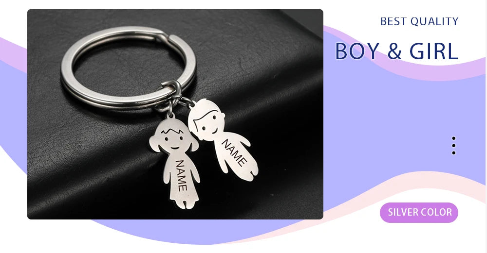 Child Mother Day Gift Kid Personalized Keychain Custom Name Key Chain Boy Girl for Women Men Couple Family Mom Dad Baby Jewelry