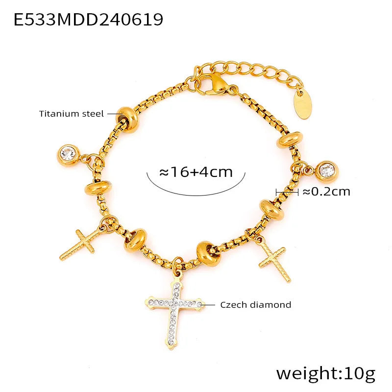 316L Stainless Steel Heart Charm Bracelets For Women 18k Gold Plated Various Pendants With Shining Zircon Women's Hand Bracelet
