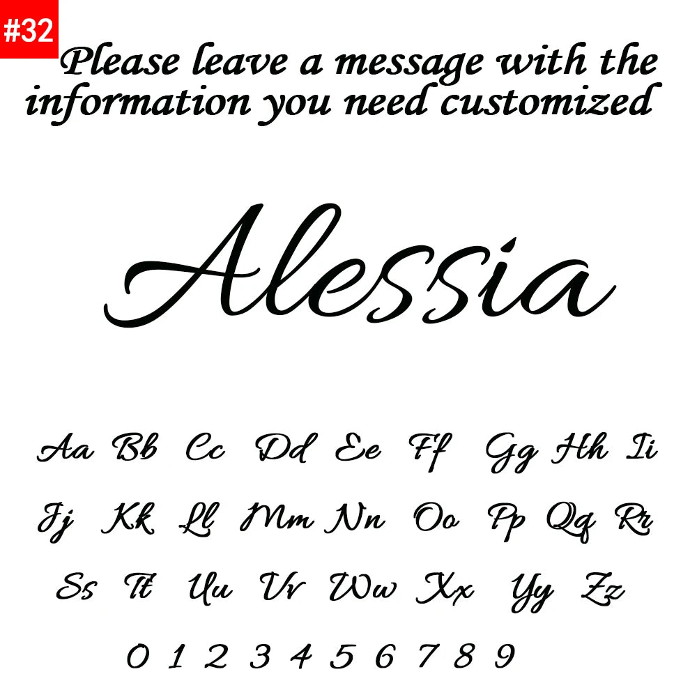 Customizable name 'Alessia' with letters and numbers on a white background