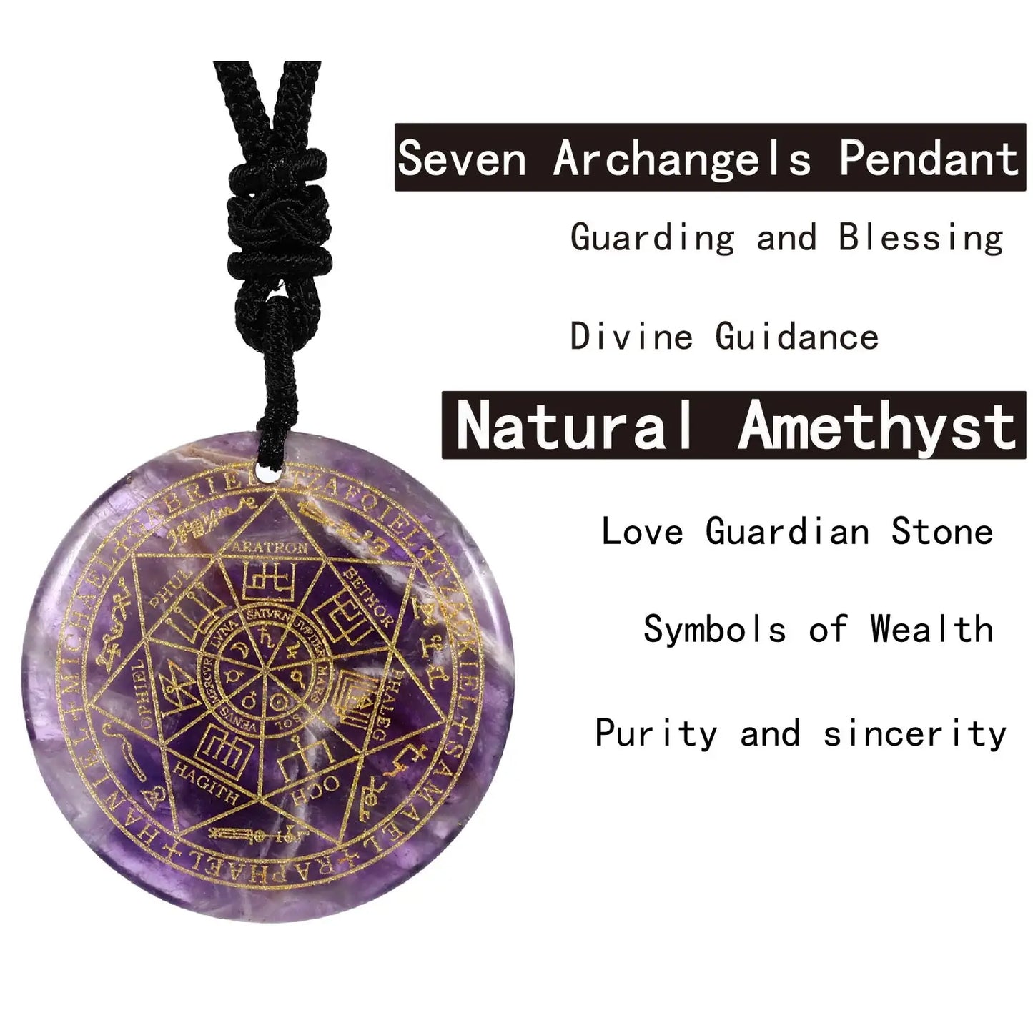 Natural Crystal Quartz Seven Archangels Amulet Necklaces Michael Men Seal of Solomon Talisman Necklace Protection Jewelry Collar