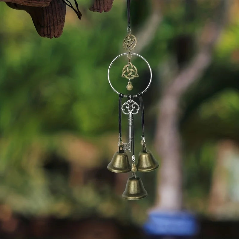 1pc witch bell doorknob hanging decorative wicker wind chime home decoration