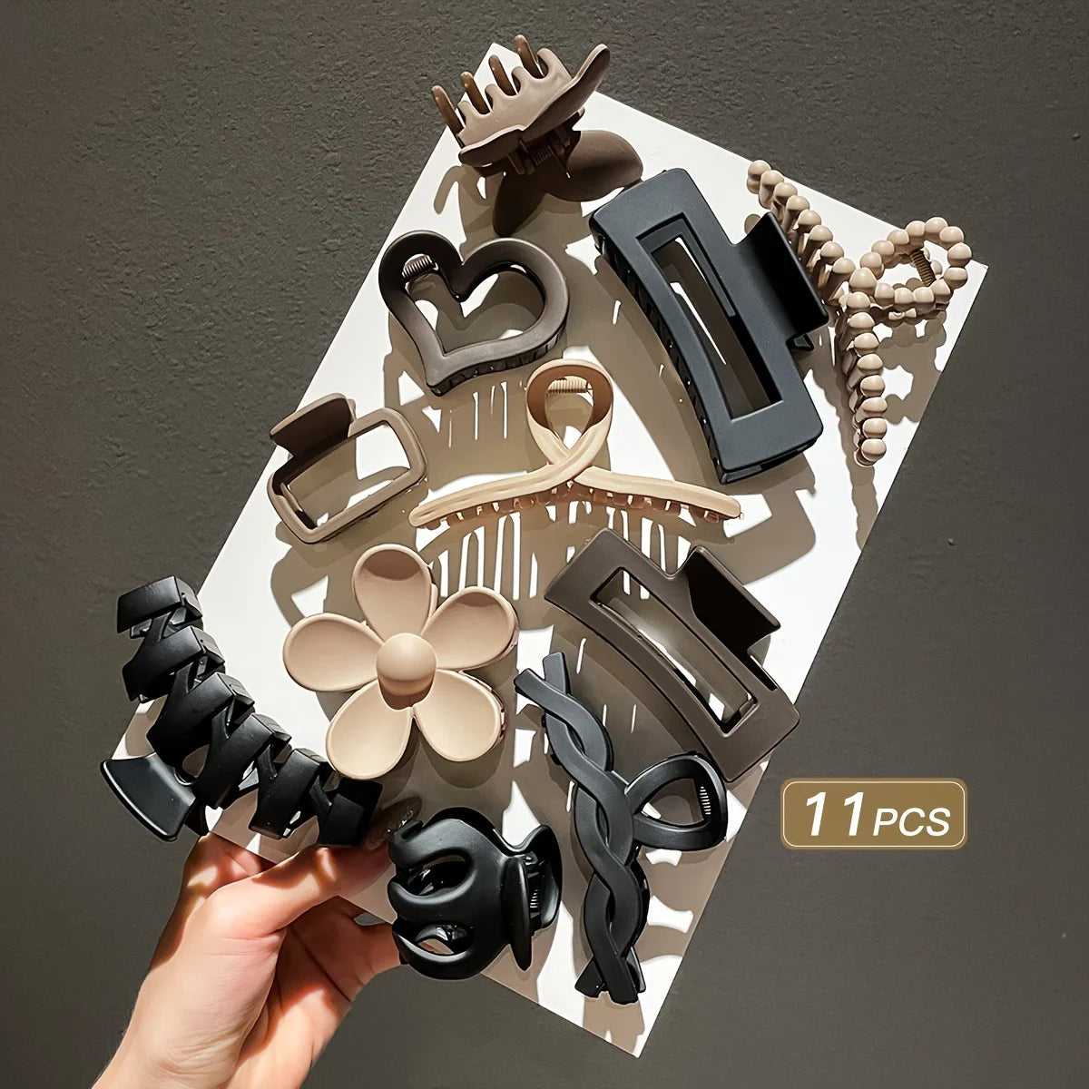 11pcs Women's High-end Frosted Clip Set Women's Back Head Hair Shark Clip Headwear