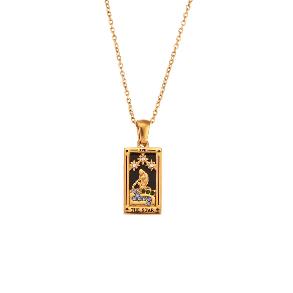 Gold Color Necklace for Women Zircon Christmas Jewelry Colorful Geometric Meaningful Sun Lover Stainless Steel Tarot Necklaces