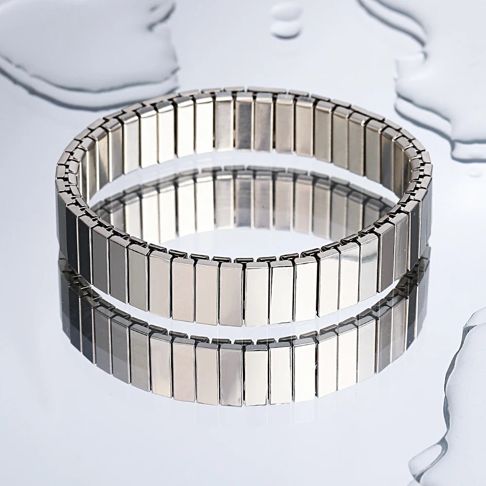 Freetry 18K Gold Plated Stainless Steel Adjustable Bracelet Fashion Elastic Metal Bracelet Trendy Jewelry Accessories Official